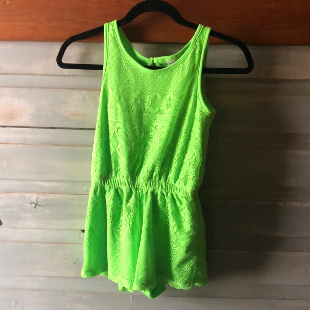 Green summer flower romper